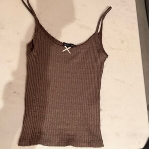 Brandy Melville Brown Ribbed Tank Top